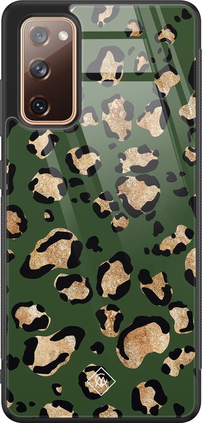Casimoda® hoesje - Geschikt voor Samsung Galaxy S20 FE - Luipaard Groen - Luxe Hard Case Zwart - Backcover telefoonhoesje - Groen