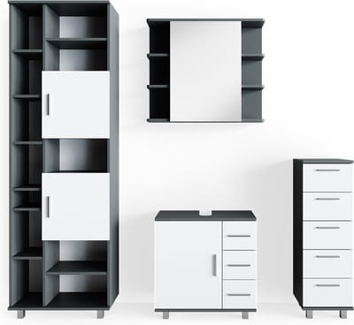 Vicco Badkamermeubel set Ilias, Antraciet, 4-delig