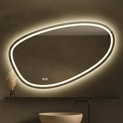 Vtw Living - Badkamerspiegel met LED Verlichting - Asymmetrisch - Spiegel met Verwarming - 90 cm