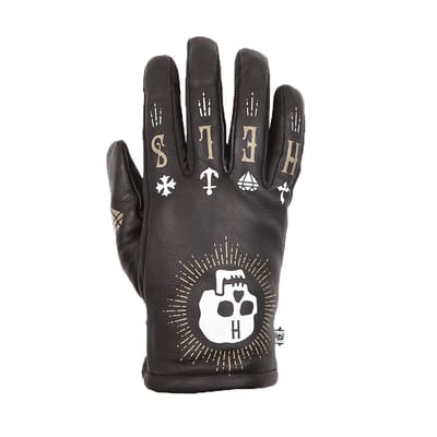 Helstons Grafic Zomer Leren Zwart Skull Handschoenen - Handschoen