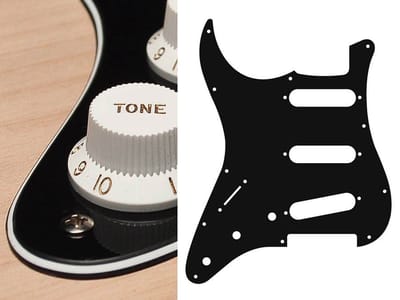 Boston SL-313-B pickguard, Stallion, standard, SSS, 3 pot holes, 3-5 switch, lefthanded, 3 ply, black