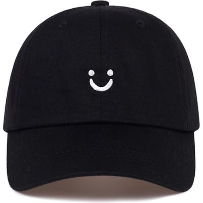 Lachende baseballpet voor mannen en vrouwen, zachte bovenkant geborduurd gebogen klep eendenbekpet, effen studentenpet Adjustable black
