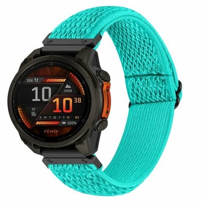 By Qubix - Geschikt voor Garmin bandje - 20mm Quickfit - Elastische Solo Loop nylon bandje - Mintgroen - Geschikt voor Garmin Fenix 7s/6s/5s / Instinct 2s / Epix Pro Gen 2 (42mm)
