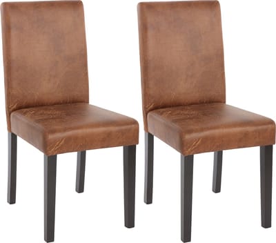 Cosmo Casa Set van 2 eetkamerstoelen keukenstoelen Littau - Textiel - Imitatie suède - Donkere poten