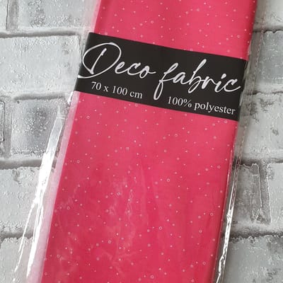 Deco Stof, 100% Polyester, quilten, patchwork, embroidery, 70 x 100 cm, Patroon fucsia met figuurtjes