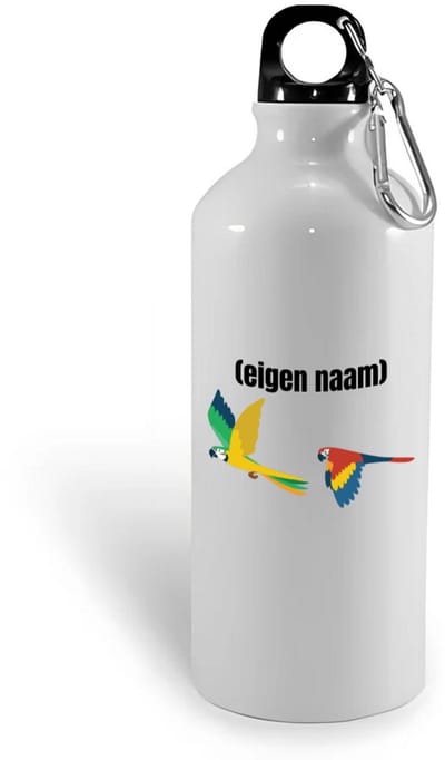 Hacebo® - 2 vliegende papegaaien waterfles - Papegaai - papegaai liefhebbers - met eigen naam - Papegaai spullen - Gepersonaliseerd - water fles - 400ML