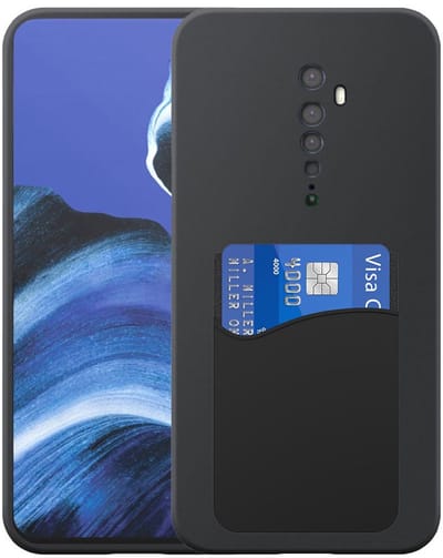 Geschikt voor Oppo Reno 2 Telefoonhoesje met Siliconen Pasjeshouder - Flexible Back Cover Case Siliconen TPU with Silicone Cardslot - Zwart - Smartphonica geschikt voor Oppo Reno2