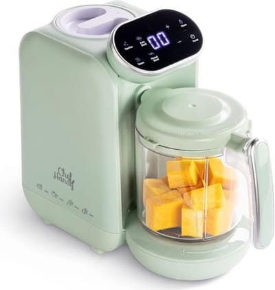 5-in-1 Multifunctionele Baby Stomer – Babymoov – Blender – Foodprocessor – Food Maker – Flessenwarmer – Compact Design - Incl Gratis Babyrecepten – Mint