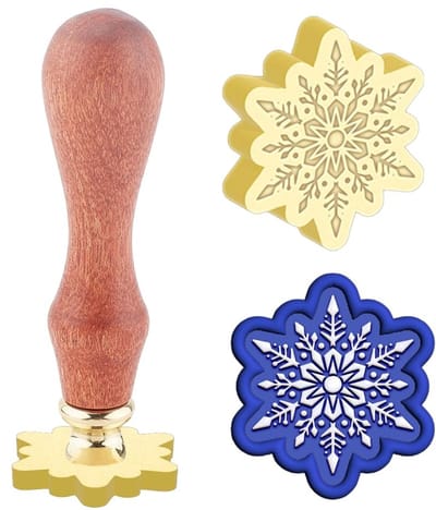 Dailygoods- Waszegelstempel Sneeuwvlokken - Verwisselbare Messing Kop - Sandelhouten Handvat - Retro Design - Voor Kaarten/Uitnodigingen - Eenvoudig in Gebruik - Zegelstempel