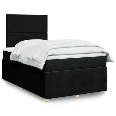 vidaXL - Boxspring - met - matras - stof - zwart - 120x190 - cm