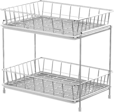 Koffiebar Mokhouder - Bekerrek Keukenrek - Keuken Organiseren - Dubbellaags Ontwerp - 31 x 20.5 x 29 cm - Zilver