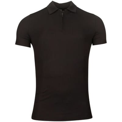 Thomas Maine Polo Short Sleeve Zip Collar Hyperflex Piqué Zwart / male