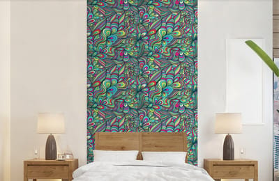 Behang - Fotobehang Fantasy - Design - Kleuren - Retro - Breedte 120 cm x hoogte 240 cm
