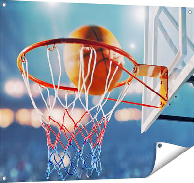 Gards Tuinposter Basketbal in Ring - Hoepel - Bord - 100x80 cm - Tuindoek - Tuindecoratie - Wanddecoratie buiten - Tuinschilderij