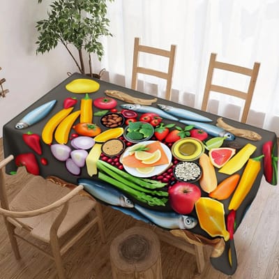 Fruit Groente Rechthoekige Tafelkleed voor Tafel Decoratie Keuken Eetkamer Waterdicht Herbruikbaar Tafelkleed voor Tafel Vakantie Feest 140x140cm