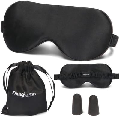 Activ Space - Zijde Slaapmasker - Zwart - Comfortabel - Met Verstelbare Elastische Band