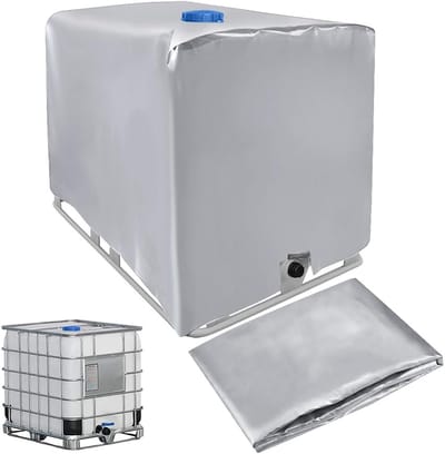 Famanu - IBC tankafdekking 1000L afdekzeil waterreservoir zilver