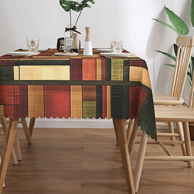 Couronne de fleurs du Jour de l'Indépendance Nappe rectangulaire imperméable Fleur étoile rouge bleue Drapeau USA Housse de table pour dîner cuisine 152x220cm