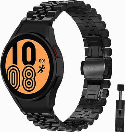 Fungus - Smartwatch bandje - Geschikt voor Samsung Galaxy Watch 6 (Classic), Watch 5 (Pro), Watch 4 - Horloge - Metaal - Vijf - Zwart