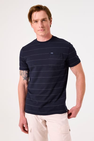 GARCIA Heren Effen T-shirt Blauw Korte mouw