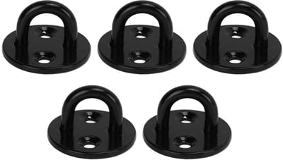 Dailygoods - Oogplaat - Roestvrij Staal - U-vormige Haak voor Plafond en Wandmontage - Zwart - Plafondhaak - 5 stuks - Geschikt voor Kroonluchters