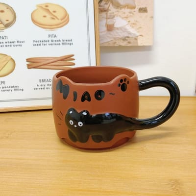 Design Gevoel Kat Gestapelde Beker Hoge Waarde Keramische Mok Koppel Drinkwater Beker Huishoudelijke Koffie Ontbijt Beker Mannen 301-400ml