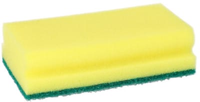 14x 3 Pannensponsen Jumbo hoekig 41 cm x 148 cm x 85 cm geel/groen met greep schurend