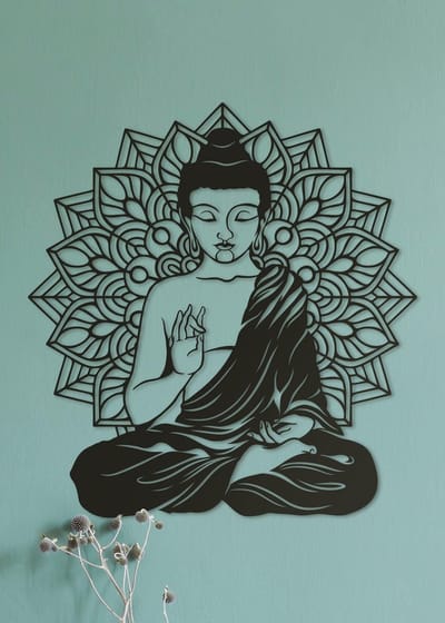 Wanddecoratie | Buddha met madala - L (56x60cm)