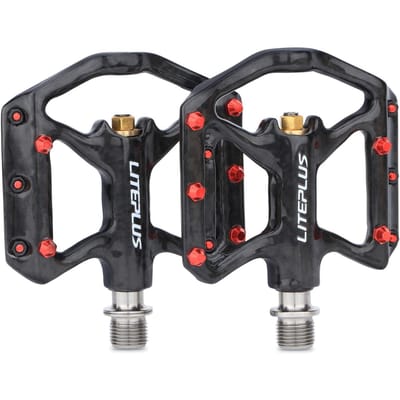 Fiets Carbon Fiber Pedaal Titanium As Racefiets Pedaal 3 Lagers Anti-Slip Pedaal zwart