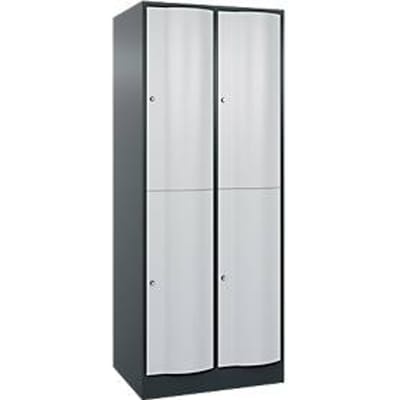 C+P Garderobekast Resisto, 2 vakken, 4 legborden, B 772 x D 640 x H 1950 mm, antracietgrijs/lichtgrijs