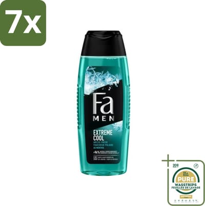 7 x Fa Men Douchegel en Shampoo Extreme Cool 250 ml - Grootverpakking - Douchegel En Shampoo - Menthol - Verfrissend - Lichaam Reinigen - Haar Reinigen
