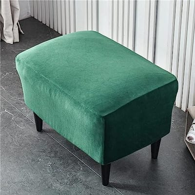 Ottoman Voetensteunhoes – Rechthoekige Velours Spandex Stretch Cover – Verwijderbaar en Wasbaar