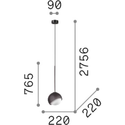 IDEAL LUX hanglamp Bloom, Ø 22 cm, messing, metaal/glas