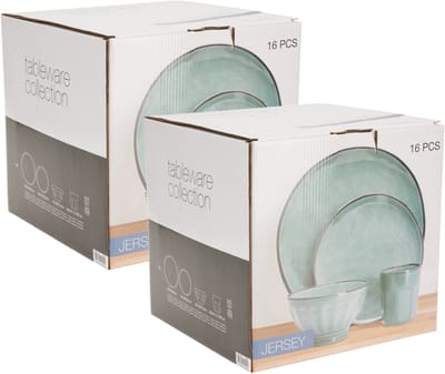 SIAKI Servies set - 32-delig - groen - aardewerk dinerservies - tafelservies - serviesset voor 8 personen