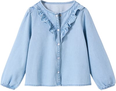 Vertbaudet Denim katoenen meisjesblouse