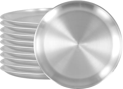 Dailygoods- Pizzapan 26 cm - Roestvrij Staal - Set van 10 - Ronde Bakplaat - Duurzaam - Elegante Presentatie - Serveerschalen