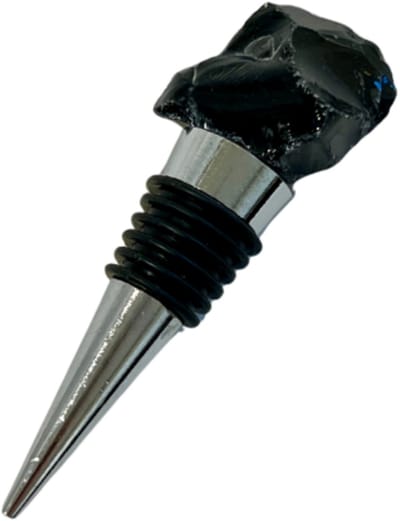 Obsidiaan zwart wijnstopper ruw