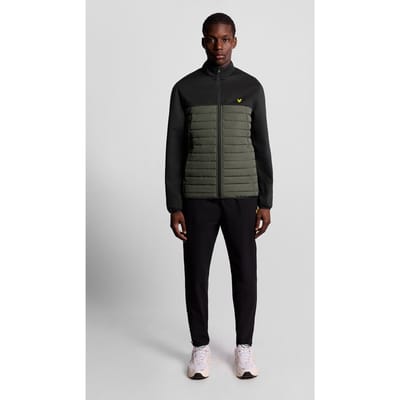 Lyle & Scott Sports Fleece Hybrid Jacket Jet Black/granite Maat: S | Lichte Jassen Outlet | Heren | Zwart