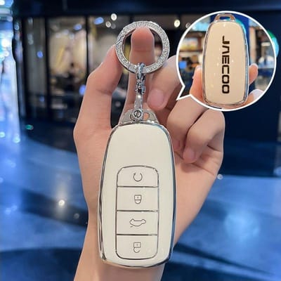 Étui pour clé de voiture Porte-clés Pour Chery Jaecoo J8 J7 8 7 Phev Housse de protection Coque Support Accessoires key fob for Jaecoo brown