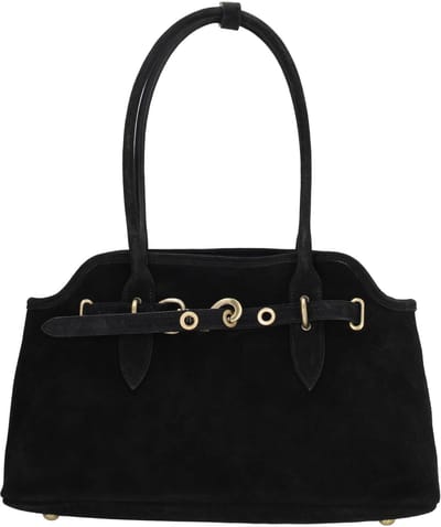 Charm London Mariëlle Shopper - Suede - Schoudertas - Lange Handvaten - Dames Tas - Leer - Leren Dames Tas - Zwart