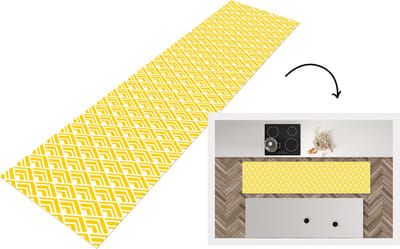 Keukenloper - Loper keuken - Geometrie - Zomer - Diamant - Geel - Patroon - 200x50 cm - Keukenloper vinyl