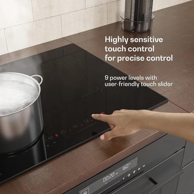 Inductiekookplaat 60 cm 4 Zones 7000 W Boost Touch Slider Timer Kindveilige Residuale Warmte Indicator Keramisch Ingebouwd