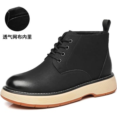 Martin Boots Heren Britse Big Head Leren Schoenen Hoge Herenschoenen Plus Fluweel Trend Tooling Boots Britse Stijl Korte Laarzen 44 black