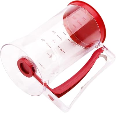 Deegdispenser - Pannenkoekdispenser Mixdispenser - Bakken Vereenvoudigen - Lekvrij Ontwerp - 900 ml - Rood