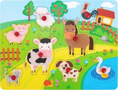 Houten Boerderijpuzzel voor Kinderen 1-3 Jaar - Educatief Speelgoed met Dieren