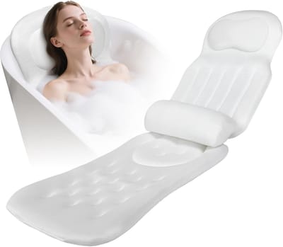 Luxe Badkussen Volledig Lichaam met Hoofdondersteuning en Zuignappen - Antislip Badmat met Zitkussen