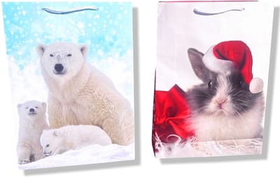 4 Luxe Winter / Kerst Cadeautasjes A3 formaat 33x44cm - Kerst Papieren cadeautasjes met Full-color bedrukking
