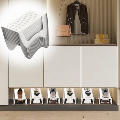 Froadp 30x Wit Stapelbare Schoenenhouder – Antislip Schoenenorganizer voor Kast, Dubbellaags Design, 25x14,5x14 cm