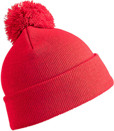 Result Wintermuts - met pom pom - rood - volwassenen - dames/ heren - muts - 100% acryl