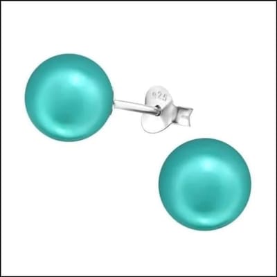 Aramat Jewels | Oorbellen | Zilveren Parel Oorbellen - Tijdloze Elegantie | 8mm / Groen | | | Zilver | Kinderen, Volwassenen | Verkleurd niet